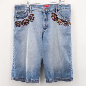 V Cristina Jeweled Pre-washed Denim Capris
